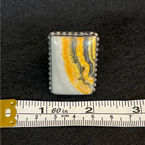 STERLING SILVER BUMBLEBEE JASPER RING ✨STATEMENT PIECE✨ - Picture 14 of 16